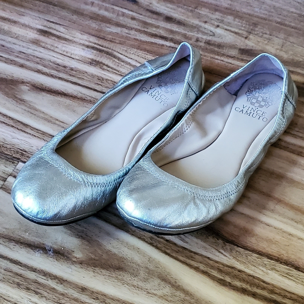 Vince Camuto Silver Leather Ballet Flats